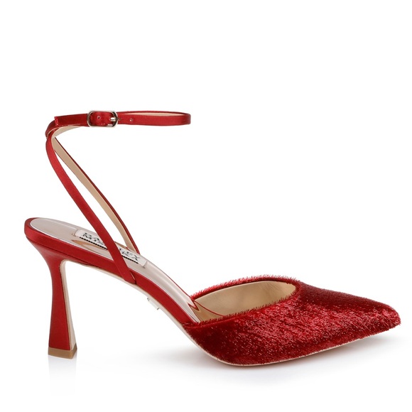 Badgley Mischka Red Lyric Plush Ankle Straps - Picture 2 of 13